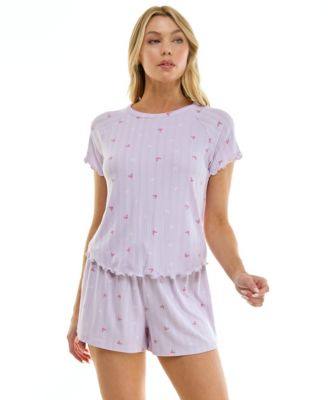 Women's Short-Sleeve Top and Pull-On Shorts, 2-Piece Set
