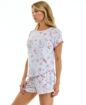 Women's Short-Sleeve Top and Pull-On Shorts, 2-Piece Set
