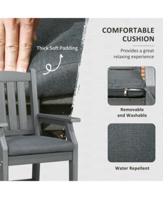 6 Pieces Patio Dining Set, 6 Seater Outdoor Table and Chairs, Conversation Furniture, Armrests, Loveseat Bench, Dinner Table with Umbrella Hole, Cushions, Dark Gray