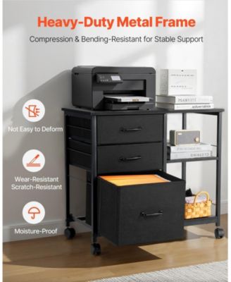 Mobile File Cabinet with 3 Fabric Drawers and 2 Open Shelves