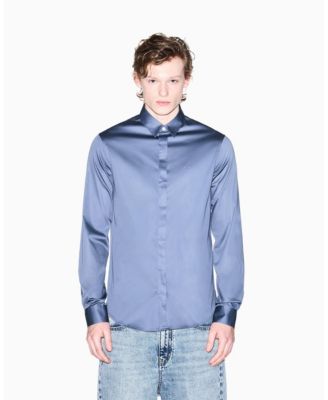 Men's Long Sleeve Cotton Satin Shirt