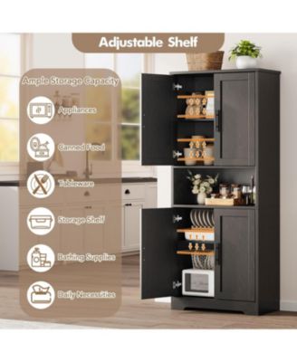 Tall Kitchen Pantry Cabinet, Storage Cabinet with Doors and Adjustable Shelves, Freestanding Cupboard for Living Room, Dining Room