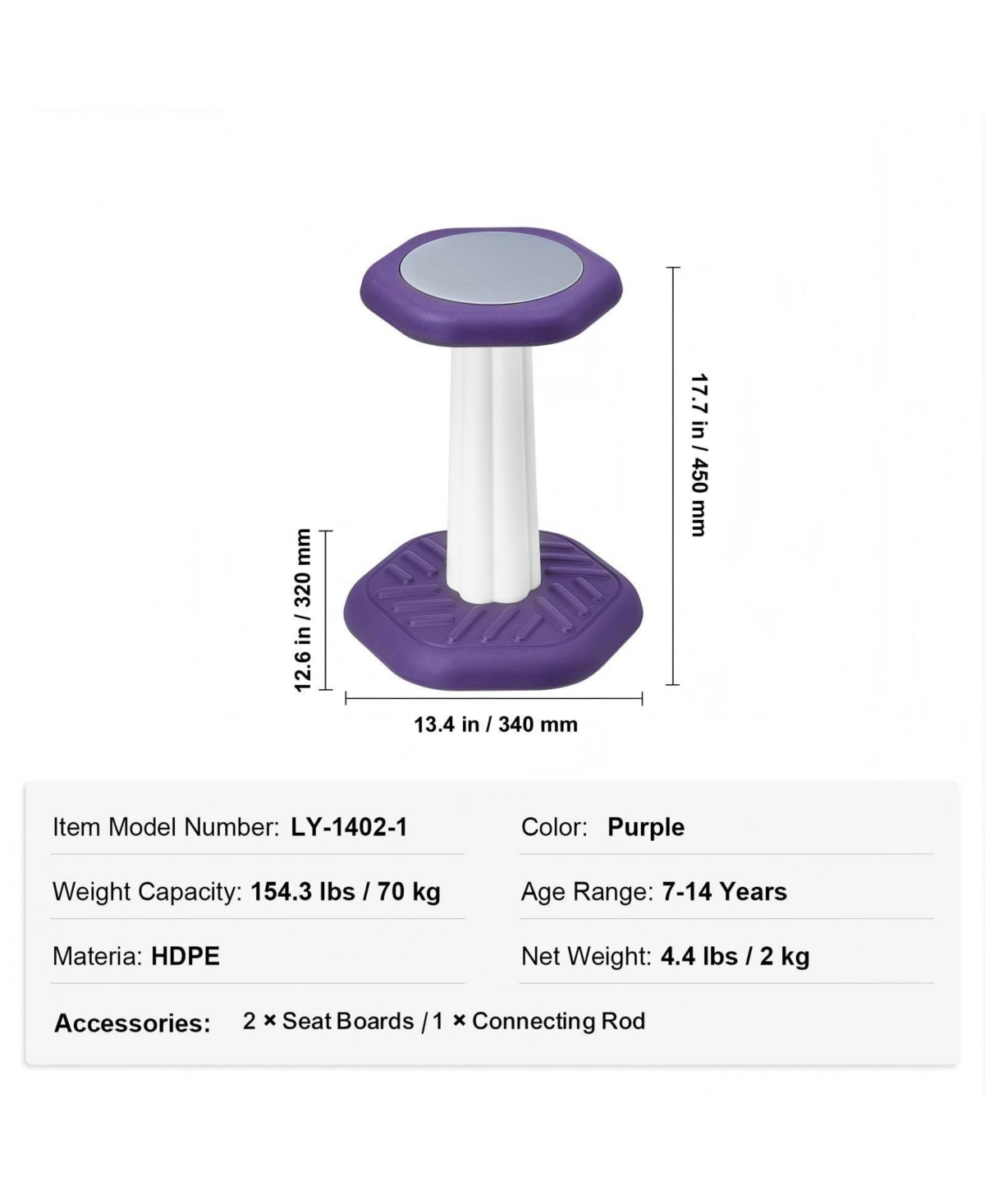Gouun Kids Wobble Chair with Cushion Active Flexible Seating Stool for Ages 7 to 14