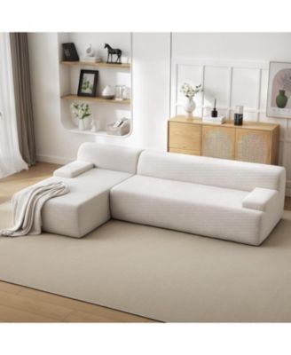 Modular L-Shaped Sectional Sofa with Chaise, Cloud Couch, Corduroy Fabric