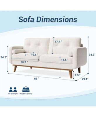 65" Mid-Century Loveseat Sofa, Boucle Upholstered 2-Seater Couch for Small Spaces