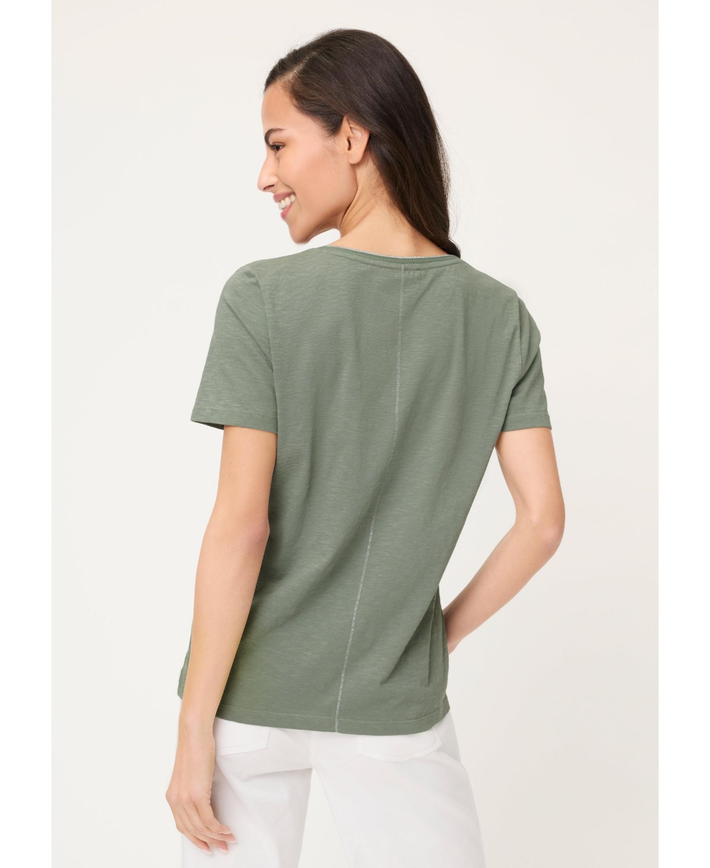 Женская футболка Olsen V-Neck, цвет: Хаки — фото 2