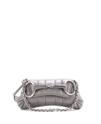 Small Horsebit Chain Shoulder Bag Vertical Quilted Leather