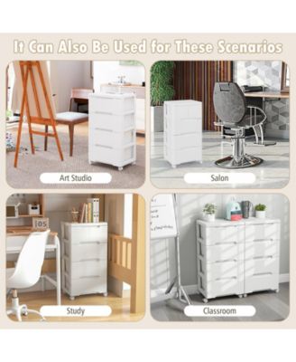 Rolling Storage Cabinet with Universal Wheels and 5 Drawers