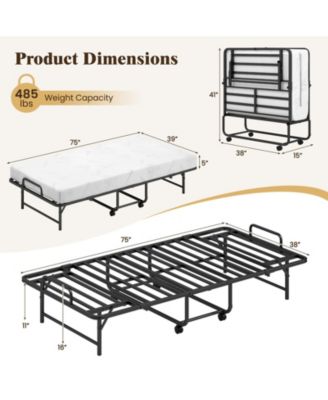 Folding Bed with 5-Inch Mattress Rollaway Guest Bed with Memory Foam Mattress