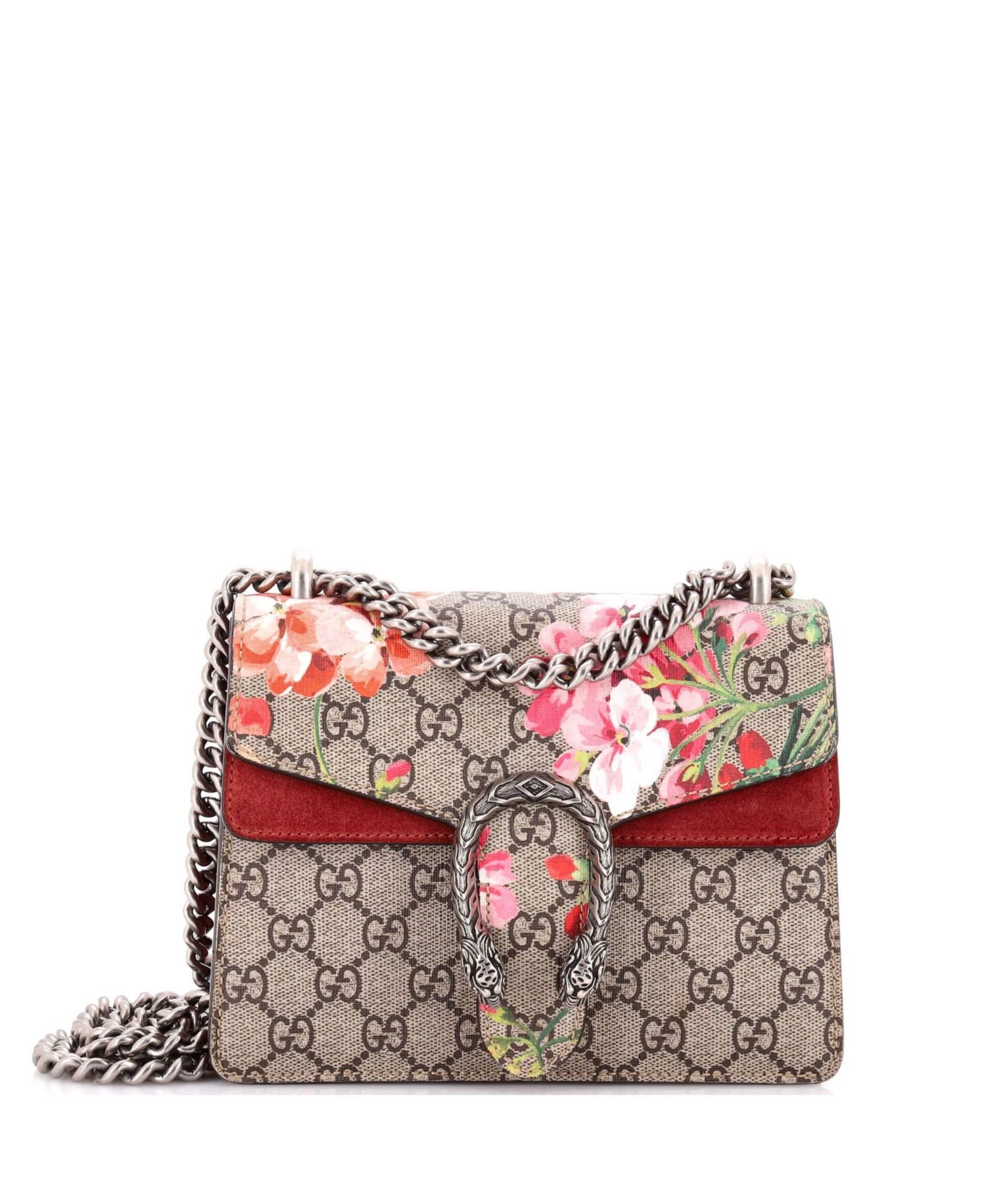 Mini Dionysus Bag Blooms Print GG Coated Canvas