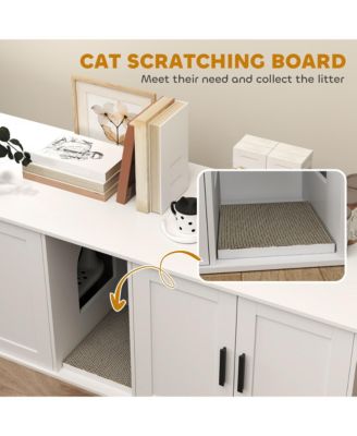 Cat Litter Box Enclosure, Litter Box Furniture with Scratching Mat