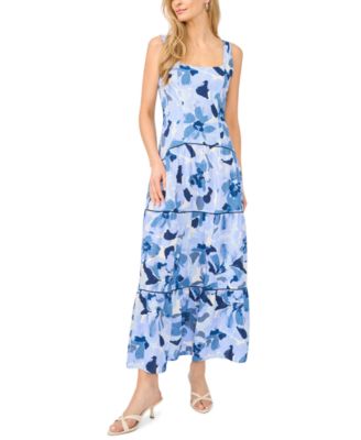 Women's Scoop Neck Sleeveless Drop Waist Tiered Maxi Dress
