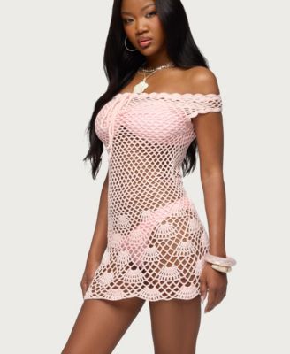 Women's Paraiso Off Shoulder Crochet Mini Dress