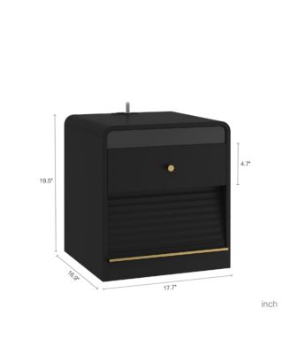 Nightstand with Charging Station, Smart Nightstand with LED Light, Bedside Tables with Storage Cabinet for Bedroom