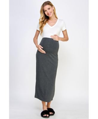 Maternity High-Rise Pencil Midi Skirt with Side Slits