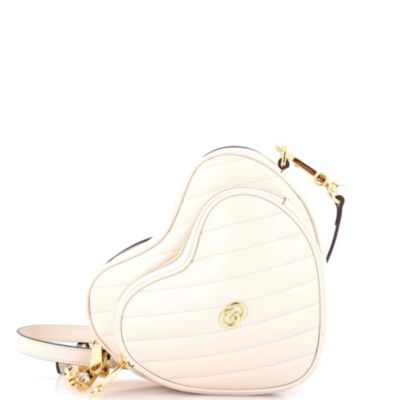 Mini Interlocking G Heart Shoulder Bag Diagonal Quilted Leather