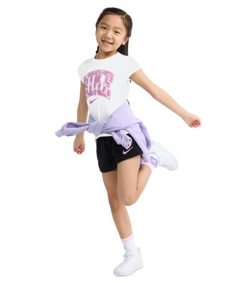 Girls' 4-6X Lace It Up Crewneck T-Shirt and Mesh Shorts, 2-Piece Set