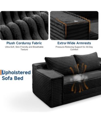 75" Convertible Sofa Bed, Boneless Futon Couch with 2 Pillows, Pull-Out Loveseat Sleeper, No Assembly