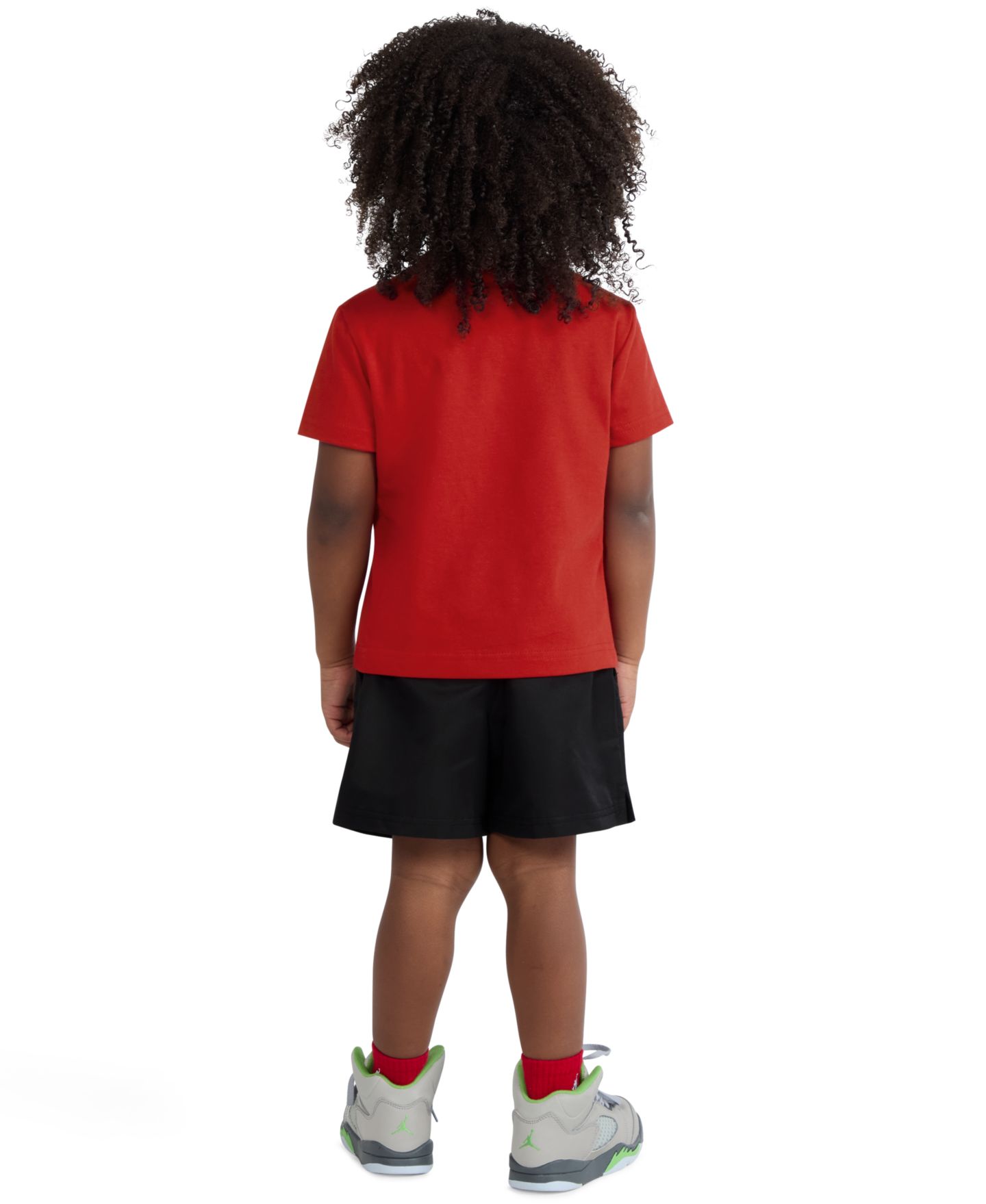 Macy's Jordan Boys' Toddler 2T-4T Dri-FIT Crewneck T-Shirt and Mesh Shorts, 2-Piece Set, цвет: Чёрный / Красный — фото 4