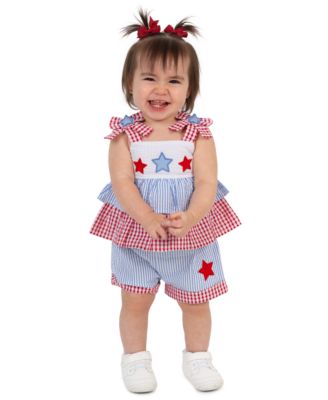 Baby Girls' Americana Stars Seersucker Top and Shorts, 2-Piece Set