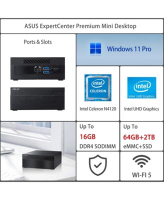 ExpertCenter Mini Desktop Intel Celeron 12GB RAM Intel UHD Graphics 64GB eMMC + 512GB SSD Storage Windows 11 Pro
