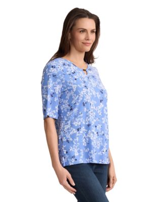 Women's Printed Double Keyhole Top