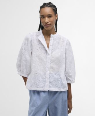 Women's Layla Broderie Anglaise Concealed Placket Top