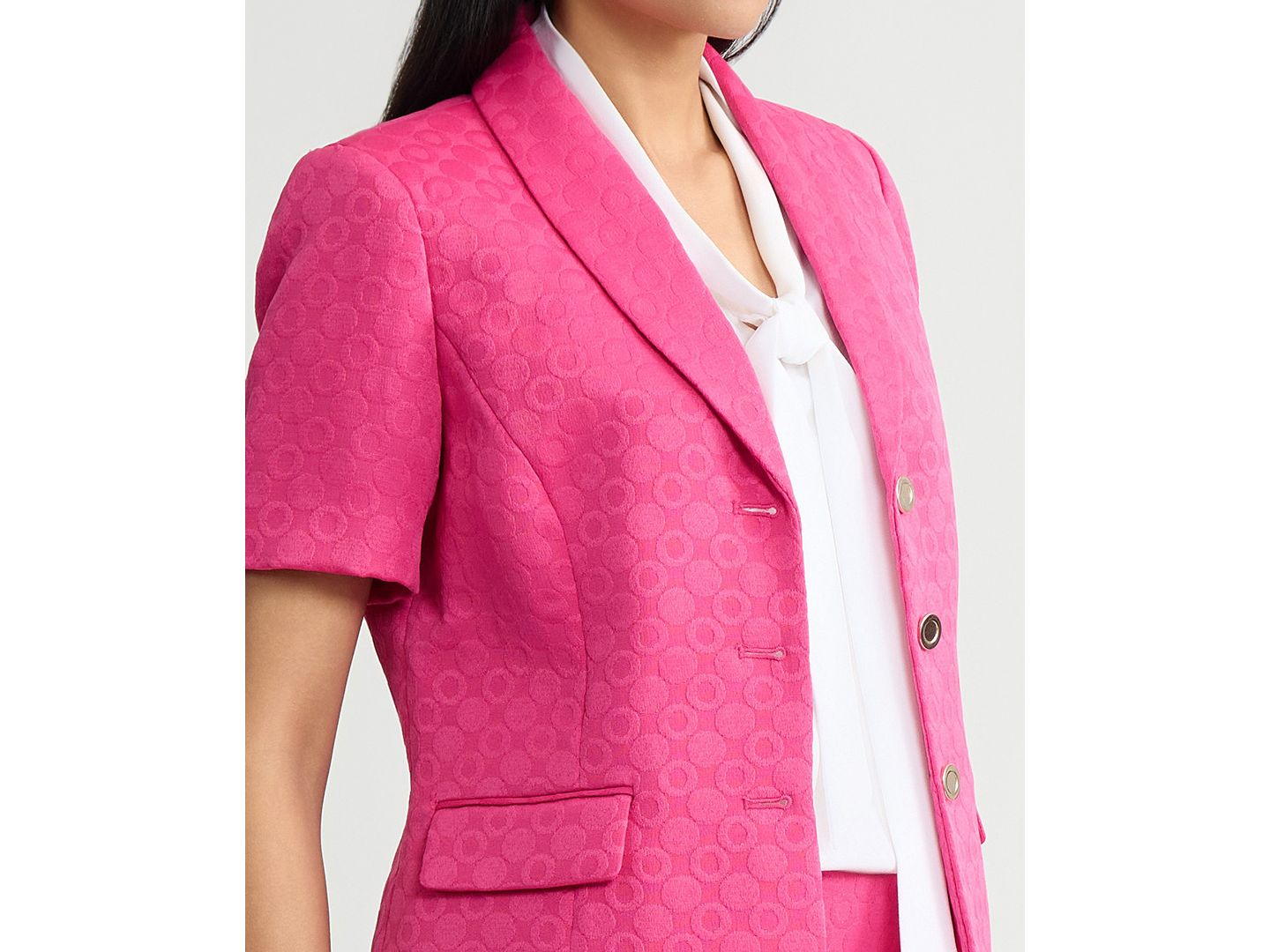 Женский пиджак Kasper Circle Jacquard Short-Sleeve Blazer, цвет: Розовый — фото 4