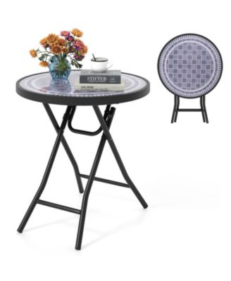 18 Inch Folding Side Table Patio Round Compact Coffee Table