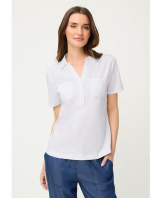 Women's Embroidered Polo Henley T-Shirt