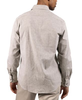 Men's Yarn Dyed Melange Linen Long Sleeve Shirt