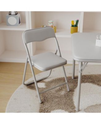 Boys and Girls Folding Table and Chair Set of 3 - Includes 1 Portable Table and 2 Chairs, PU Upholstered