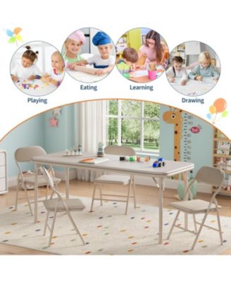 5 Piece Folding Kids Table and Chairs Set, Children Activity Table and Chairs Set for Dining Room,Daycare,Classrooms
