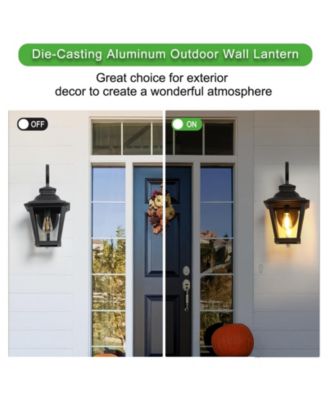 21"(H) 1-Pack Outdoor Wall Lantern Light – Vintage Metal and Clear Glass Sconce with Decorative Scroll Design for Porch, Patio