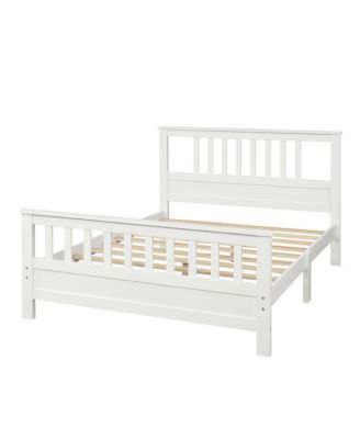 Full Size Wood Platform Bed Headboard Footboard 10 Wood Slats No Box Spring