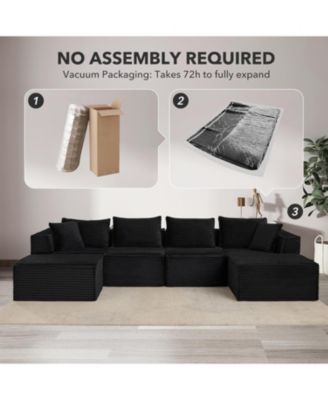 137" Modular Sectional Sofa, U-Shaped Cloud Couch with Ottomans, No Assembly