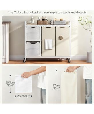 Laundry Sorter shelve with Hamper Wheels Rolling Basket Pull-out Detachable Bags