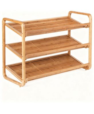 Bamboo Shoe Shelf Pairs Moisture-Resistant Wood