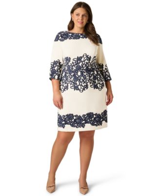 Plus Size Lace-Print Sheath Dress