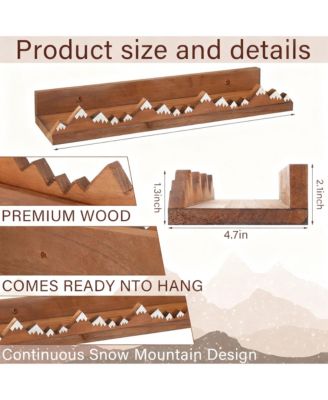 3 Snow Mountain Floating Shelves Wood Wall Mounted Rustic Nursery Decor