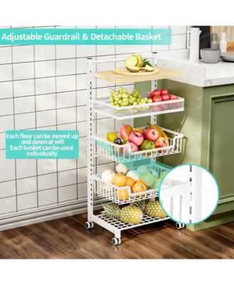 Fruit Basket Kitchen Cart 5 Tier Adjustable Vegetable Storage shelve