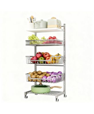 Fruit Basket Kitchen Cart 5 Tier Adjustable Vegetable Storage shelve