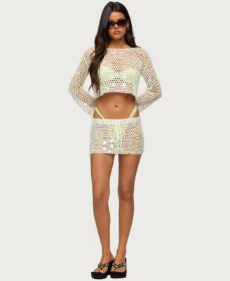 Women's Kirah Sequin Crochet Mini Skirt