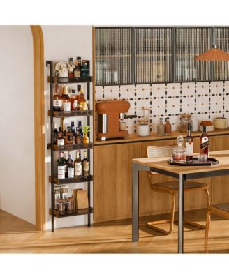 Wine Rack Bottles Wall Mounted Metal Wood Storage Shelf