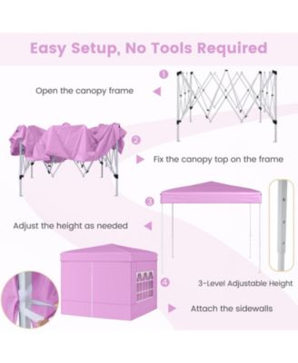 10 X 10 FT Pop up Canopy Tent w/ 4 Sidewalls Wheeled Bag 4 Sandbags 8 Stakes