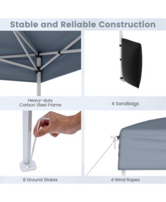 10 X 10 FT Pop up Canopy Tent w/ 4 Sidewalls Wheeled Bag 4 Sandbags 8 Stakes
