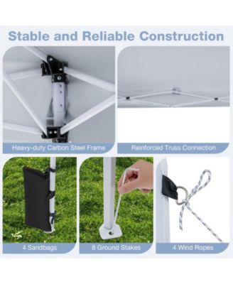 10 x 10 FT Pop up Canopy Tent w/Carrying Bag 4 Sandbags 8 Stakes 4 Wind Ropes