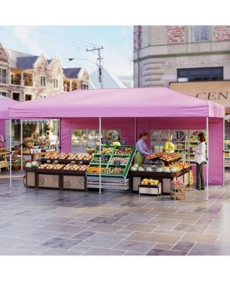 10 X 20 FT Pop up Canopy Tent w/ 6 Sidewalls Wheeled Bag 6 Sandbags 10 Stakes