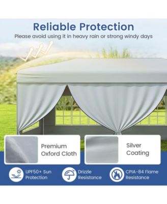 10 X 20 FT Pop up Canopy Tent w/ 6 Sidewalls Wheeled Bag 6 Sandbags 10 Stakes