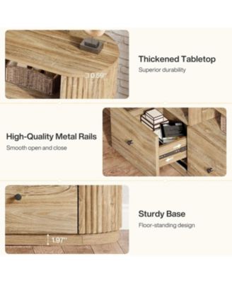 70.87" TV Stand for TVs up to 80", Modern Curved Media Console with 3 Drawers and Open Storage,